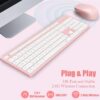 81Mk7ReHoZL._AC_SL1500_.jpg LeadsaiL Pink Wireless Keyboard and Mouse Combo, Full-Sized Ergonomic Computer Keyboard, 2.4GHz Cordless Keyboard Silent Mouse Set with 2-in-1 USB Receiver, 12 FN Shortcuts for Windows Laptop, PC/Mac