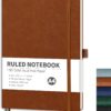RETTACY Lined Journal Notebook, 96 Numbered Pages, A4 Large Size (8.5'' x 11''), for Men & Women, Journaling, Writing, Work & Office, Leather Softcover, 100 GSM Thick Paper (Brown)