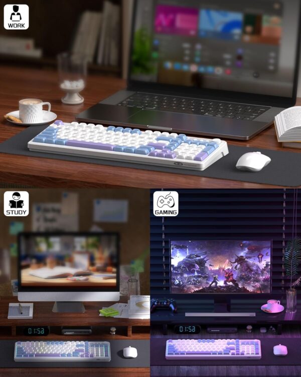 81PkUpOVVWL._AC_SL1500_.jpg MageGee Wireless Gaming Keyboard and Mouse Combo V560, RGB Backlit Rechargeable Mechanical Feel 2.4GHz Quiet Blue White Purple Keyboard Mouse for Mac Laptop PC Gamer