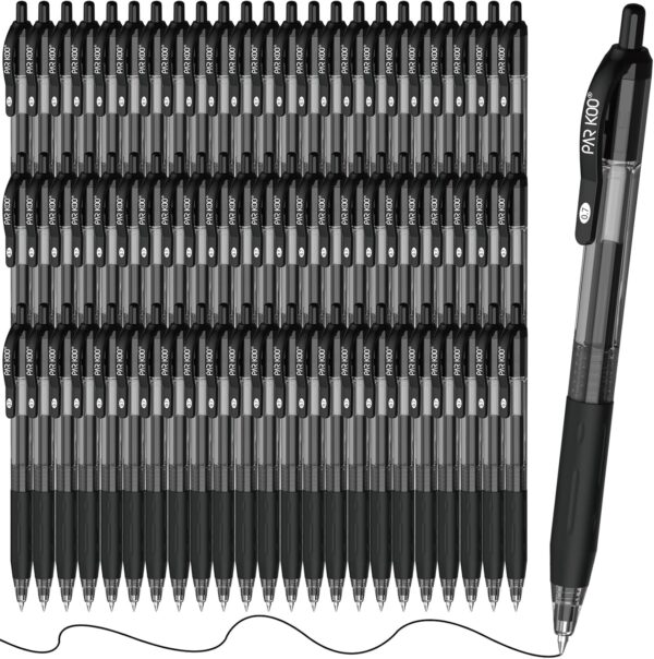 ParKoo Black Gel Pens, 70 Pack Quick Dry Retractable Medium ParKoo Black Gel Pens, 70 Pack Quick Dry Retractable Medium Point 0.7mm Rollerball Gel Ink Pens Smooth Writing with Comfort Grip for School Office Home