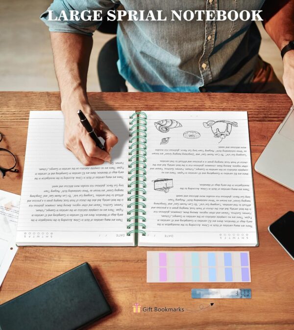 MUAHLIUB Spiral Notebook Journal,360 Pages College Ruled Notebook, Lined Thick Journals for Women Men,A5 Thick Spiral Journal for Writing,100GSM Paper, Spiral Notebooks for Work School 5.5"x8.5" Green