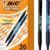 BIC Soft Feel Retractable Ballpoint Pen with 1.0 mm Medium Point and No-Slip Grip, 36-Count in Assorted Ink