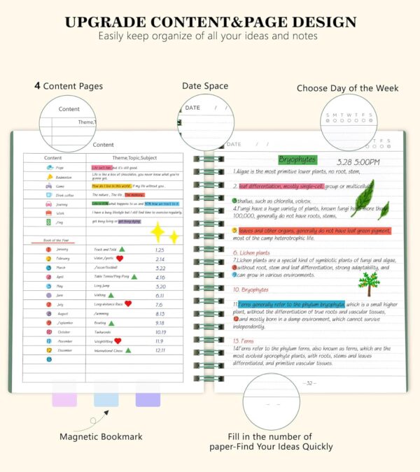 MUAHLIUB Spiral Notebook Journal,360 Pages College Ruled Notebook, Lined Thick Journals for Women Men,A5 Thick Spiral Journal for Writing,100GSM Paper, Spiral Notebooks for Work School 5.5"x8.5" Green