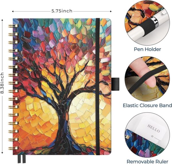 AHGXG Spiral Journal Notebook, 160 Lined Pages, A5 Medium Size (5.7'' x 8.3''), for Men & Women, Journaling, Writing, Work & Office, Hardcover, 100 GSM Thick Paper (Colourful Tree)