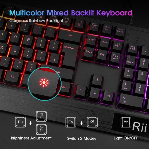 81WgsNVfZL._AC_SL1500_.jpg Rii Gaming Keyboard and Mouse Combo,USB Wired,104 Keys RGB LED Backlit Keyboard with Wrist Rest for PC/Laptop (Black)