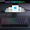 TECURS 60% Compact Mechanical Keyboard for Mac/Windows/PC, Ideal for Office & Gaming, 61 Keys RGB Backlit Wired Keyboard with Linear Red Switch for Fast Response & Smooth Typing, Black