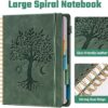 Ovesmusl Hardcover Spiral Notebook 8.5" x 11" with 5 Removable Dividers 300 Pages Leather 5 Subject Notebook College Ruled 100GSM Large Spiral Notebooks for Work Thick Lined Journal for Women, Green