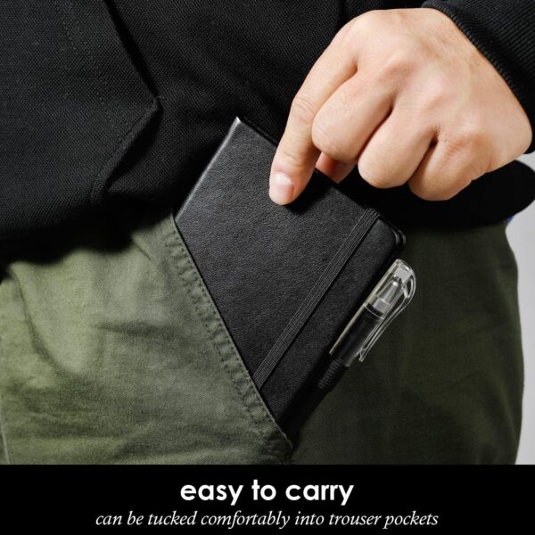 NIRMIRO (3 Pack) Pocket Notebook Journal, Hardcover Small Mini Notebooks with Pens for Work, 3.7" x 5.7" A6 Notebook College Ruled with 100Gsm Premium Thick Lined Paper, Black Leather