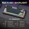 YUNZII B75 Mechanical Keyboard,75% Layout with Knob,Hot Swappable RGB Backlit Gasket Mounted, Creamy Typing, Double-Shot PBT Keycaps,Cherry Profile,for Win/Mac (Black, Blue Grey Tactile Switch)