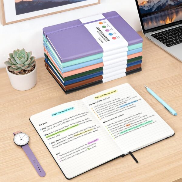 81dTwAovRNL._AC_SL1500_.jpg OMEYA 4 Pack Lined Journal Notebooks for Work, 100gsm Thick Paper, 5.7"x 8.3", College Ruled A5 Notebook Bulk, Leather Journal for Writing, Hardcover Notebooks for School, Office, Journal for Men