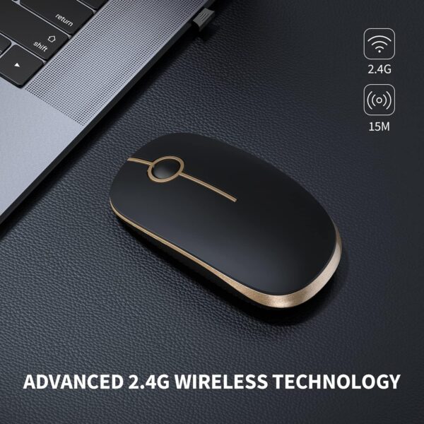 81ddlkW89JS._AC_SL1500_.jpg VssoPlor Wireless Mouse, 2.4G Slim Portable Computer Laptop Mouse with Nano Receiver Quiet Silent Optical Mice for Notebook, PC, Laptop, Computer-Black and Gold