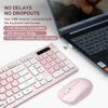 Wireless Keyboard and Mouse Combo, Reccazr 2.4G Full-Sized Keyboard and Mouse Cordless, 3 DPI Adjustable Mouse, Dual-System Keyboard for Computer/Laptop/Windows/Mac (Pink & White)