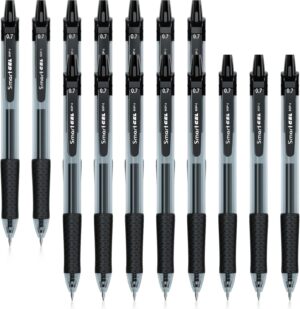 Courise 30 Pack Black Gel Pens, Retractable Medium Point Gel Ink Pens Smooth Writing for School Office Home, Comfort Grip(15 Pens with 15 Refills)