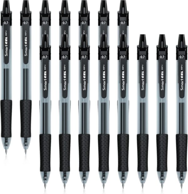 Courise 30 Pack Black Gel Pens, Retractable Medium Point Gel Ink Pens Smooth Writing for School Office Home, Comfort Grip(15 Pens with 15 Refills)