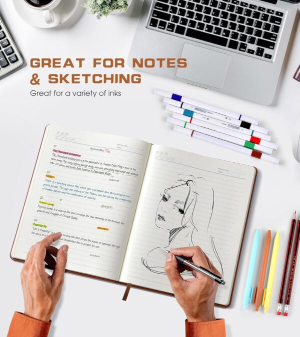 Biuwory Lined Journal Notebook for Women Men,256 Pages A4 Large Hardcover Leather Journals for Writing,Travel,Business,Work,School,College Ruled Notebooks for Note Taking, Diary Notepad 8.6"×11"