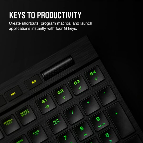 Corsair K100 AIR Wireless RGB Mechanical Gaming Keyboard - Ultra-Thin, Sub-1ms Slipstream, Low-Latency Bluetooth, Cherry MX Ultra Low Profile Keyswitches - NA Layout, QWERTY - Black
