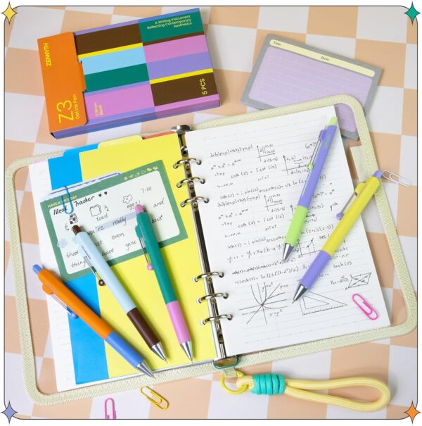 UIXJODO 5-Pack Gel Pens, 0.5mm Fine Point Black Ink Retractable Pens with Diamond Barrel, Smooth Quick-Dry Writing Pens for Journaling, Note-Taking, Office & School Supplies (5-Pack Z3 Contrast Color)