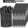 deegtran Pens Bulk, 50 Pack No Bleed Black Ink Click Pens with Soft Grip, Wholesale Retractable Ballpoint Pens for Office School, Medium Point Smooth 1.0MM