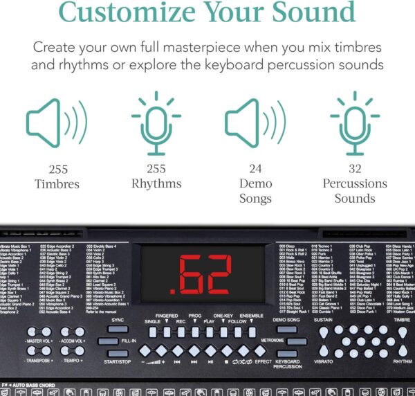 81jYsotZCyL._AC_SL1500_.jpg Best Choice Products 61-Key Electronic Keyboard Piano Portable Electric Keyboard Complete Beginner Set w/LED Screen, Stand, Bench, Headphones - Black