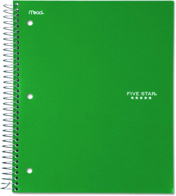 Five Star 06210 Wirebound 3-Subject Notebook, College Rule, 11 x 8 1/2, 150 Sheets, Assorted