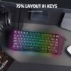 RK ROYAL KLUDGE R75 Wired Mechanical Gaming Keyboard, 75% Hot-Swap Mechanical Keyboard Volume Knob, Soft Pre-lubed Tactile Brown Switch