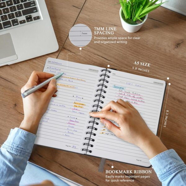 81kjMTlxvwL._AC_SL1500_.jpg Nextnoid Lined Spiral Notebook Journal For Women & Men - A5(5.8" x 8.3") 170 Pages, Hardcover Notebooks for Work & Note Taking, College Ruled Journals for Writing - Grey