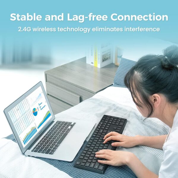 81nO2XfCVQL._AC_SL1500_.jpg Lovaky MK98 Wireless Keyboard, 2.4G Ergonomic, Computer Keyboard, Enlarged Indicator Light, Full Size PC Keyboard with Numeric Keypad for Laptop, Desktop, Surface, Chromebook, Notebook, Black