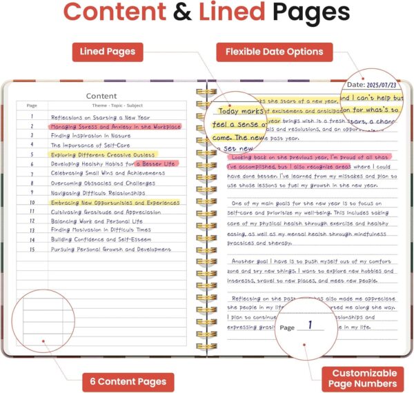 Taja Lined Spiral Notebook Journal for Women A5(5.8" × 8.3"), Cute Hardcover Notebook for Work, School & Note Taking, Pretty College Ruled Journal for Writing, 140 Pages, Checkered