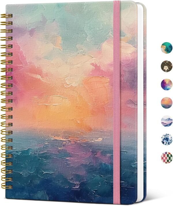 Taja Lined Spiral Notebook Journal for Women A5(5.8" × 8.3"), Cute Hardcover Notebook for Work, School & Note Taking, Pretty College Ruled Journal for Writing, 140 Pages, Sunset