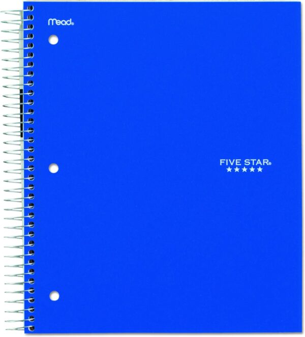 Five Star 06210 Wirebound 3-Subject Notebook, College Rule, 11 x 8 1/2, 150 Sheets, Assorted