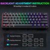 TECURS 60% Compact Mechanical Keyboard for Mac/Windows/PC, Ideal for Office & Gaming, 61 Keys RGB Backlit Wired Keyboard with Linear Red Switch for Fast Response & Smooth Typing, Black