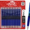 AKVINQ® Élan Gel Pens 12-Pack, 0.7mm Medium Point, Retractable Gel Ink Pen – Premium Chrome Finish, Blue Ink, Smudge-Resistant, Unique Comfort Grip, Office & School Writing (Blue)