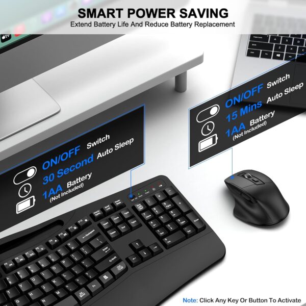 81vc1LuqXOL._AC_SL1500_.jpg Wireless Keyboard and Mouse Combo, 2.4G Full Size Wave Keys Ergonomic Keyboard with Wrist Rest, Phone Holder, 3-Level DPI Adjustable Wireless Ergonomic Mouse for Windows, Mac Desktop/Laptop/PC(Black)