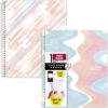 Five Star Spiral Notebook + Study App, 2 Pack, 1 Subject, Wide Ruled, 8" x 10-1/2", 80 Sheets, Fights Ink Bleed, Water Resistant Cover, Pastel Waves and Brush Strokes (930210F-ECM)