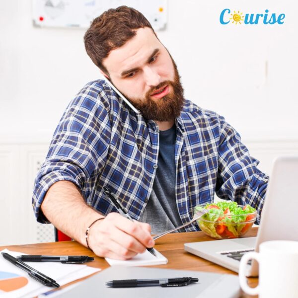 Courise 30 Pack Black Gel Pens, Retractable Medium Point Gel Ink Pens Smooth Writing for School Office Home, Comfort Grip(15 Pens with 15 Refills)