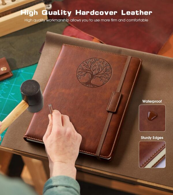 Biuwory Lined Journal Notebook for Women Men,256 Pages A4 Large Hardcover Leather Journals for Writing,Travel,Business,Work,School,College Ruled Notebooks for Note Taking, Diary Notepad 8.6"×11"