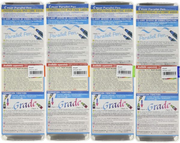 PILOT Parallel Calligraphy Pen Set, 1.5 mm, 2.4 mm, 3.8 mm and 6 mm with Bonus Ink Cartridge (P9005SET)