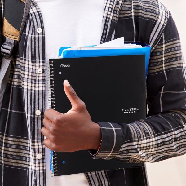 Five Star Spiral Notebook + Study App, 2 Pack, 3 Subject, College Ruled Paper, 8-1/2" x 11", 150 Sheets, Fights Ink Bleed, Water Resistant Cover, Black, Green (820191)