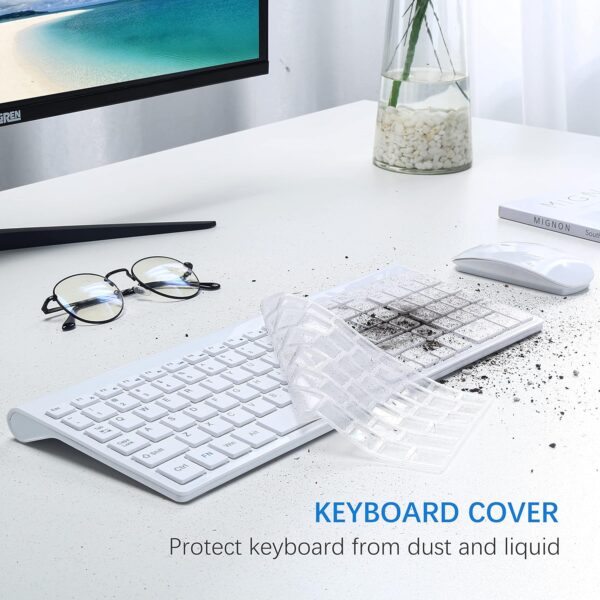91COfCpgvsL._AC_SL1500_.jpg Wireless Keyboard and Mouse Ultra Slim Combo, TopMate 2.4G Silent Compact USB 2400DPI Mouse and Scissor Switch Keyboard Set with Cover, Batteries Included, for PC/Laptop/Windows/Mac - White