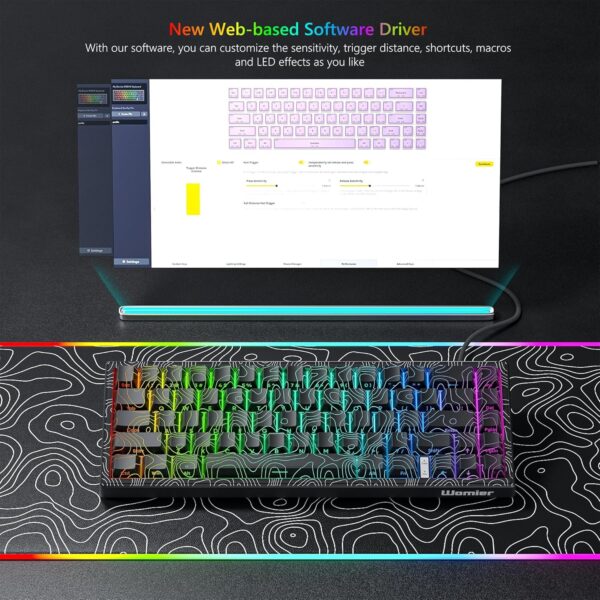 Womier M68 HE V2 Rapid Trigger Keyboard 60% Percent, Hall Effect Topographic Gaming Keyboard, Wired RGB Custom Mechanical Key Board with Magnetic Switch, PBT Keycaps for Mac/Win (Black)