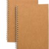 Soft Cover Spiral Notebook Journal 2-Pack, Blank Sketch Book Pad, Soft Cover Spiral Notebook Journal 2-Pack, Blank Sketch Book Pad, Wirebound Memo Notepads Diary Notebook Planner with Unlined Paper, 100 Pages/ 50 Sheets, 7.5 inch x 5.1 inch (Brown)