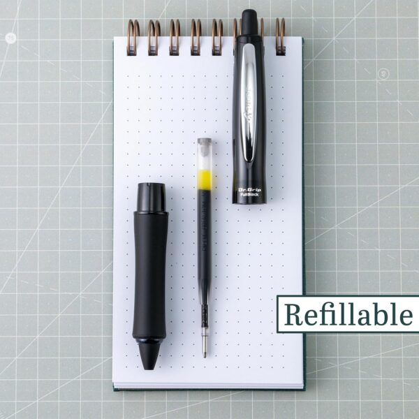 PILOT Dr. Grip FullBlack Refillable & Retractable Ballpoint Pen, Medium Point, Black Ink, Single Pen (36193)- Ideal for School, Journaling & Office Writing