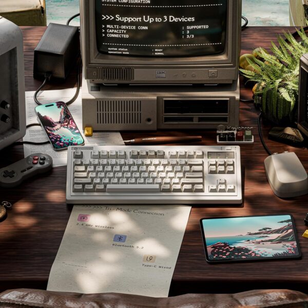 Keychron R3 Retro Wireless Mechanical Keyboard, 80% TKL Hot Swappable RGB Linear Super Red Switch, QMK Tri-Mode(2.4 GHz/Bluetooth/Wired), Compatible with Mac PC Linux