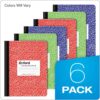 Oxford Composition Notebooks, 6 Pack, Cover Colors Vary, Wide Ruled Paper, 9-3/4 x 7-1/2 Inch School Journals, Assorted Marble Covers, 100 Sheets, per Book (63762)