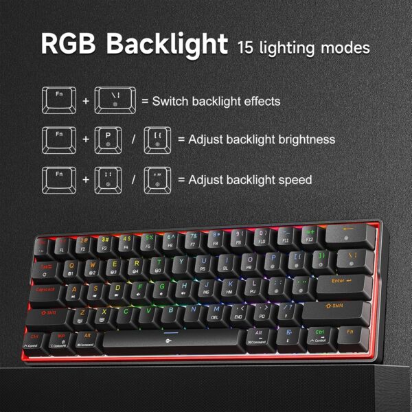 91zMvoQN6JL._AC_SL1500_.jpg KEMOVE K61SE Gaming Mechanical Keyboard, 60 Percent Wired RGB Backlit N-Key Rollover Compact Mini 61 Keys Keyboard for PC Laptop, Blue Switch