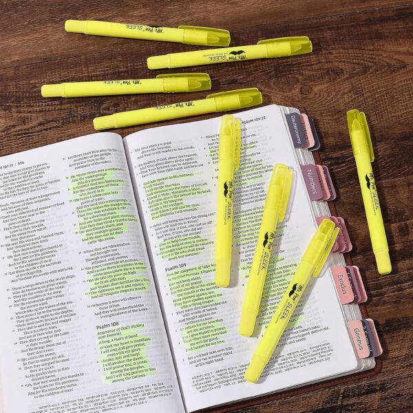Mr. Pen- No Bleed Gel Bible Highlighters, Yellow, Pack of 8