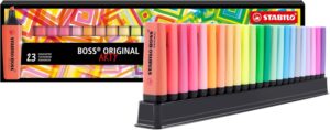 STABILO Highlighter BOSS ORIGINAL - ARTY - Deskset of 23 STABILO Highlighter BOSS ORIGINAL - ARTY - Deskset of 23 - Assorted Colors, Chisel Tip, Anti-Dry Out Technology